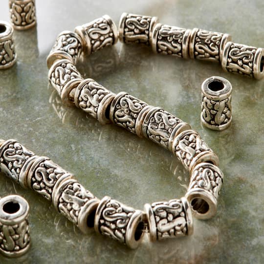 12 Pack: Sterling Silver Plated Tube Beads, 9mm by Bead Landing™